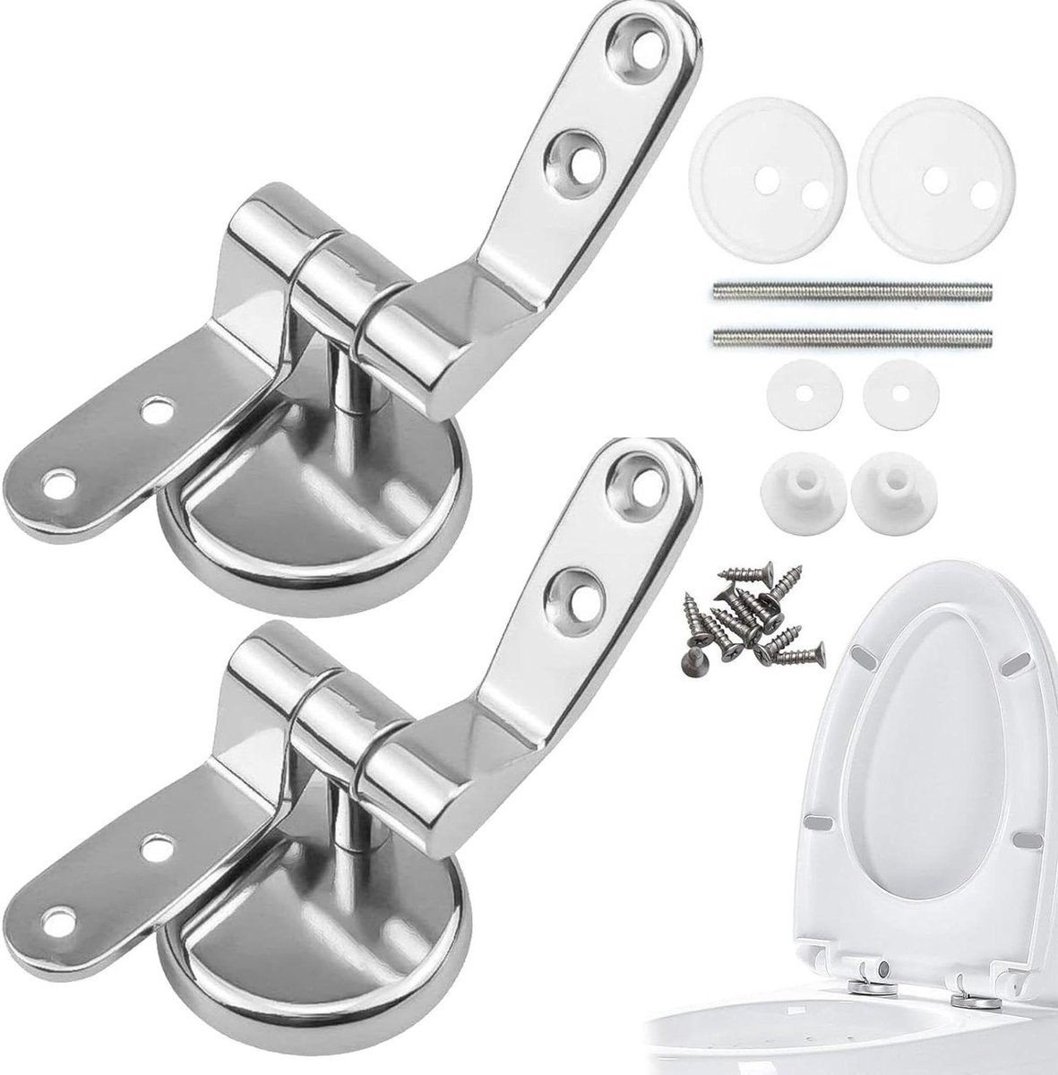 Toiletbril Scharnieren - WC Bril Onderdelen - Badkamer Reparatie - Roestbestendig Zink Staal - Universeel - Zilver