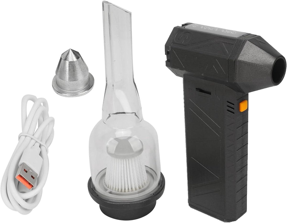 Mini Jet Ventilator - Krachtige Blazer - Stof Verwijderen - Draadloos Werking - 19 cm - Zwart