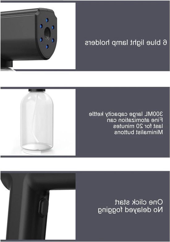 Vernevelaar mistmachine - 300 ml container - draadloze sproeier met krachtige functie - snel wassen verstuiver - oplaadbare batterij van 2000 mAh - spuitpistolen voor badkamer . van Merkloos	 — afbeelding 2