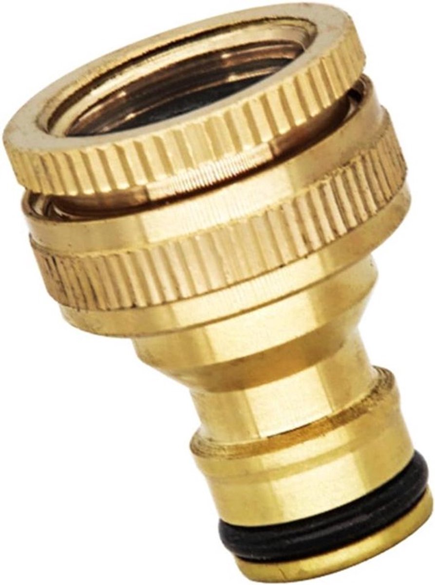 tuinslangkoppeling - messing - vrouwelijke schroefdraad - kraankoppeling - 2-in-1 - geschikt voor 3/4" en 1/2" - slangadapter - schroefdraad kraan