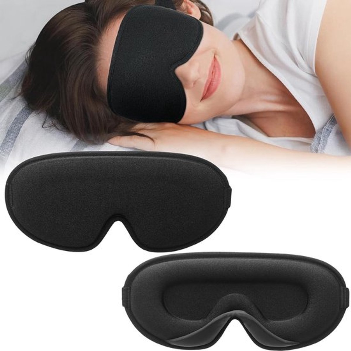 3D Slaapmasker - Ademend en Verstelbaar - Geschikt voor Zijslapers