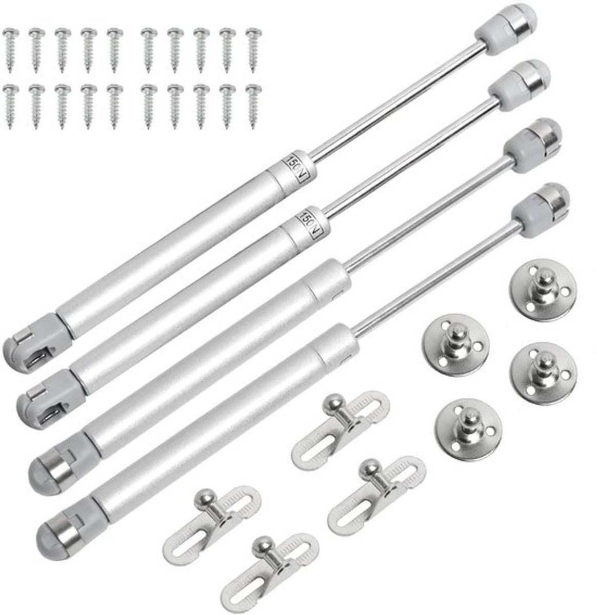 Gasveren 150N/15 kg - 4-delige Set - Hydraulische Schokdemperveren - Staal - Zachte Sluiting - Duurzaam en Betrouwbaar - Schokdemper