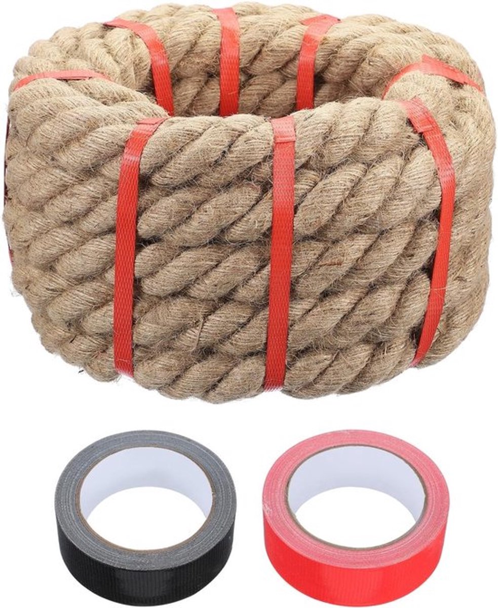 Dik jute touw 3,8 cm x 50,8 cm, natuurlijk en zwaar, ideaal voor handwerk, schommels en leuningen
