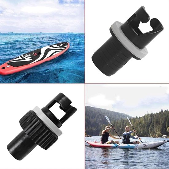 Luchtpomp Adapter - Ventiel Adapter - Boot Opblazen - Flexibel Materiaal - 2 Maten - Zwart — afbeelding 2