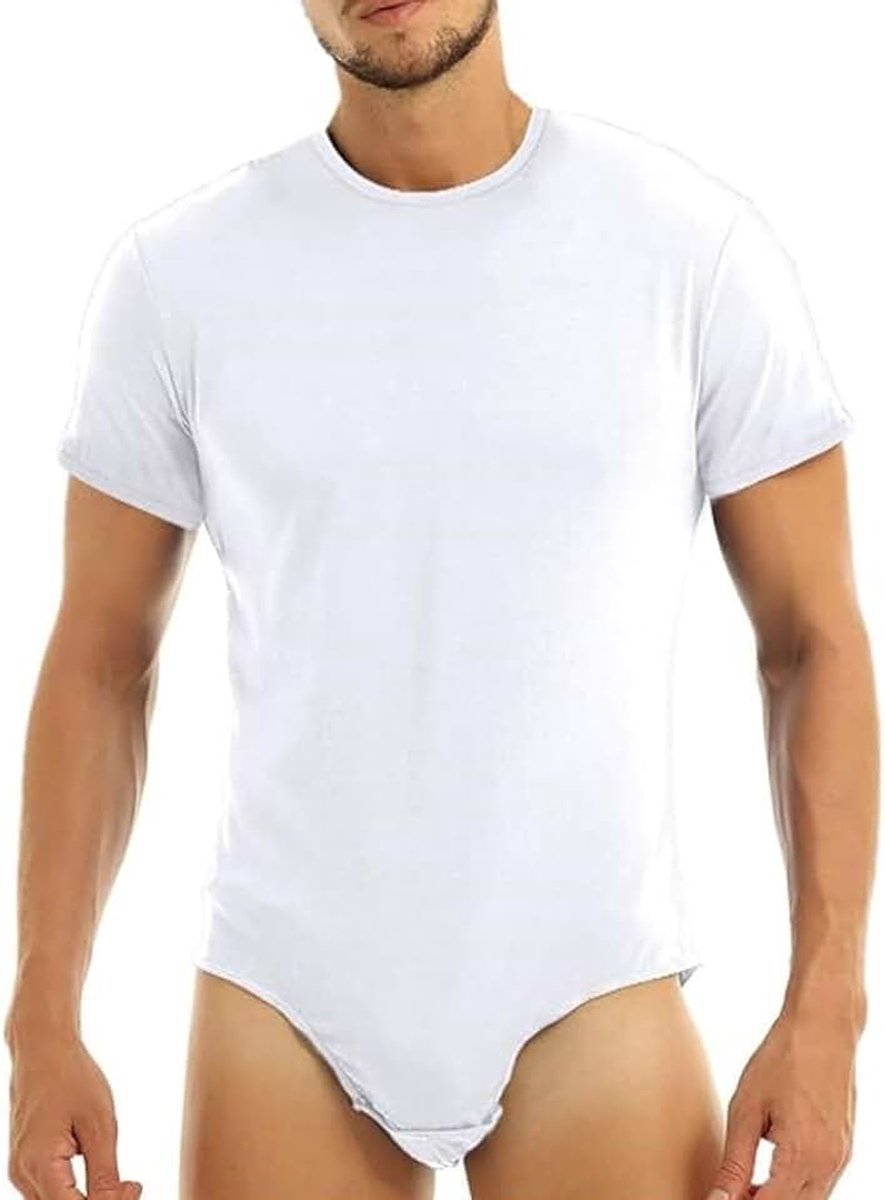 Romper met korte mouwen voor heren, eendelig, ronde hals, bodysuit met drukknoopband, relaxed fit, basic onesie, luipaard onderhemd voor de uitgang, effen worstelen, singlet sportieve romper, pyjama