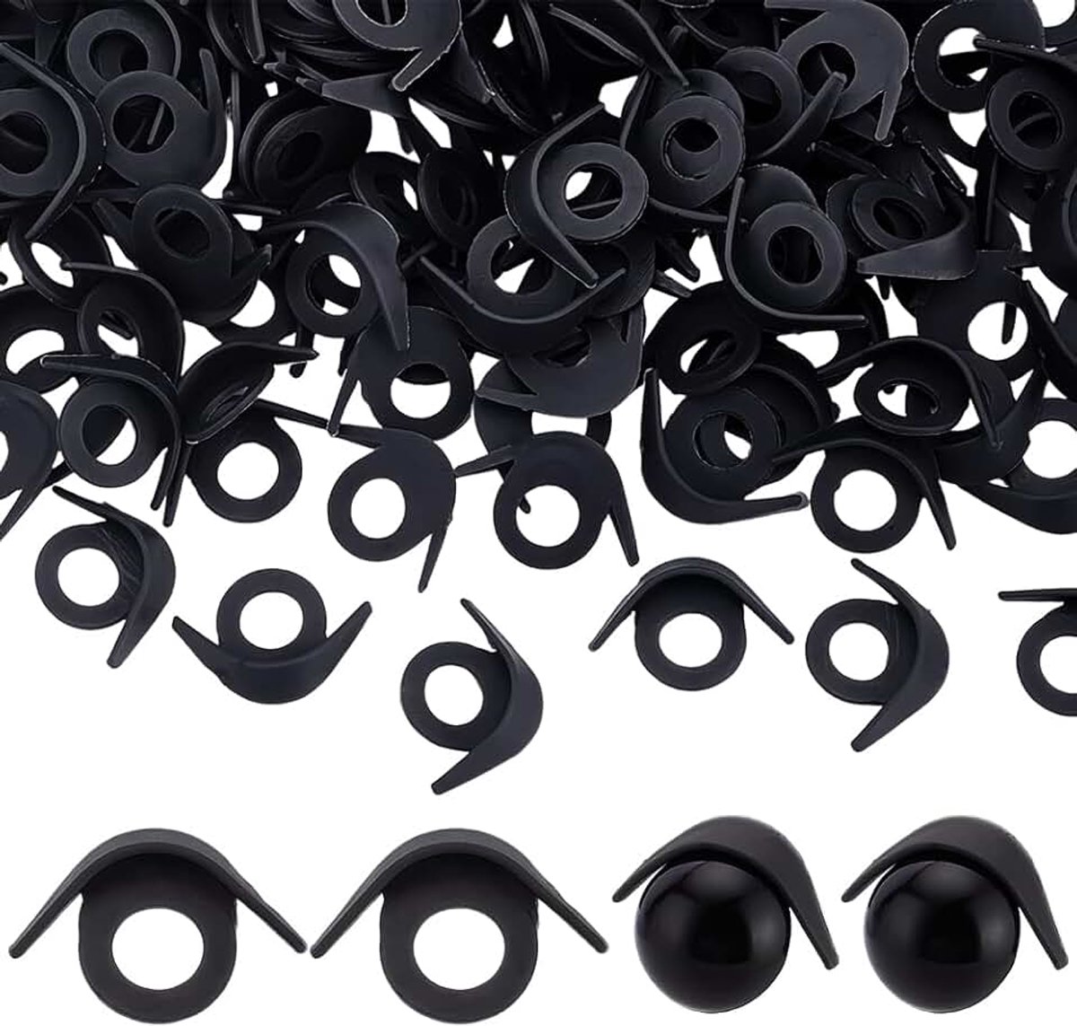Ogen Ooglid 23Mm Zwart Dubbele Ooglid Gespen Plastic Gehaakte Oogleden Craft Ogen Wasmachines Paard Oogvormige Oogleden Voor Amigurumi Puppet Teddybeer Pluche Dier Maken