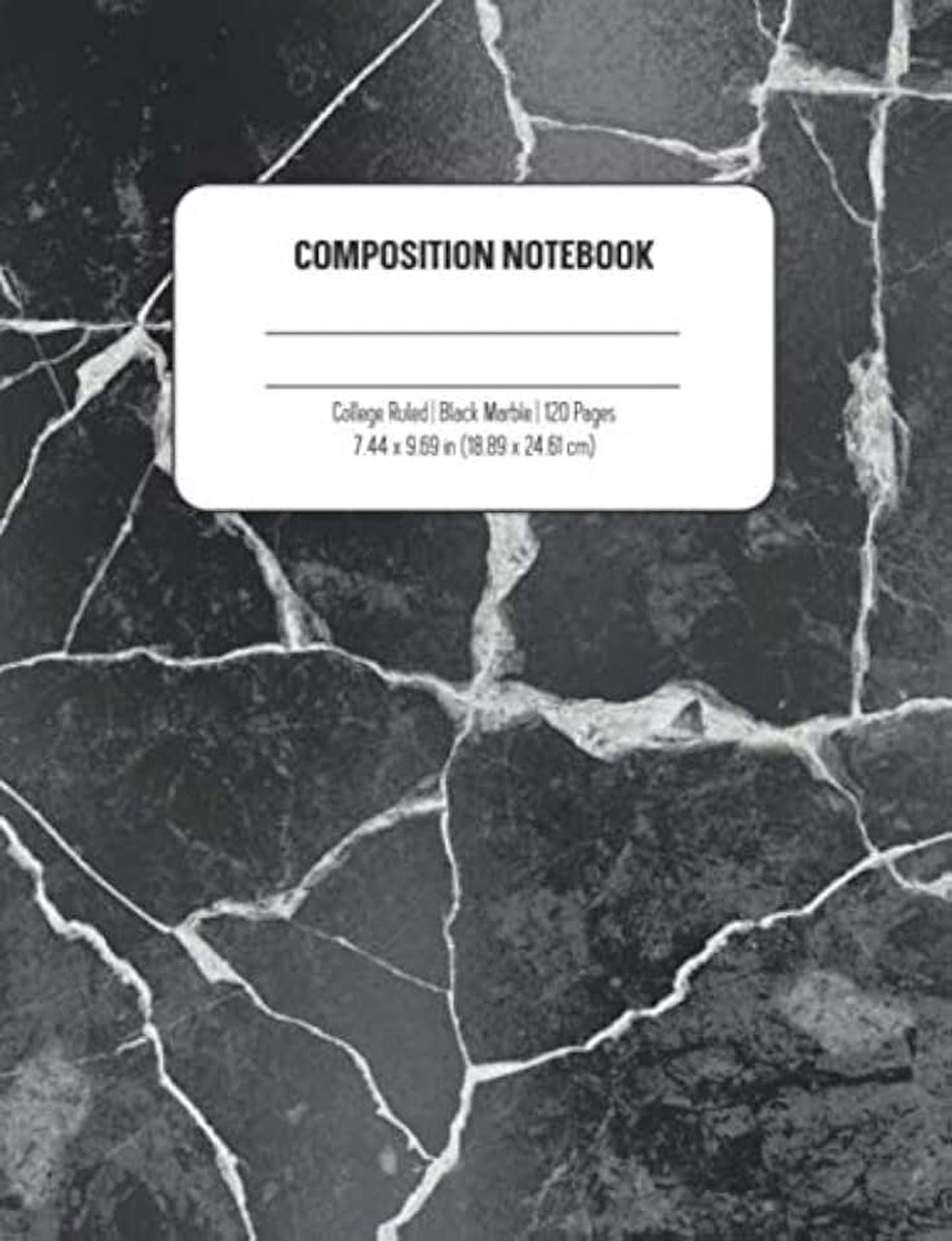Notebook: College Ruled Black Marble 120 Pages: Blank Lined Journal
