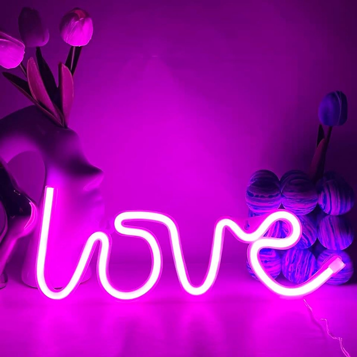 Lichtreclame, led-wanddecoratie, USB/batterij, voor meisjeskamer, Valentijnsdag, bruiloft