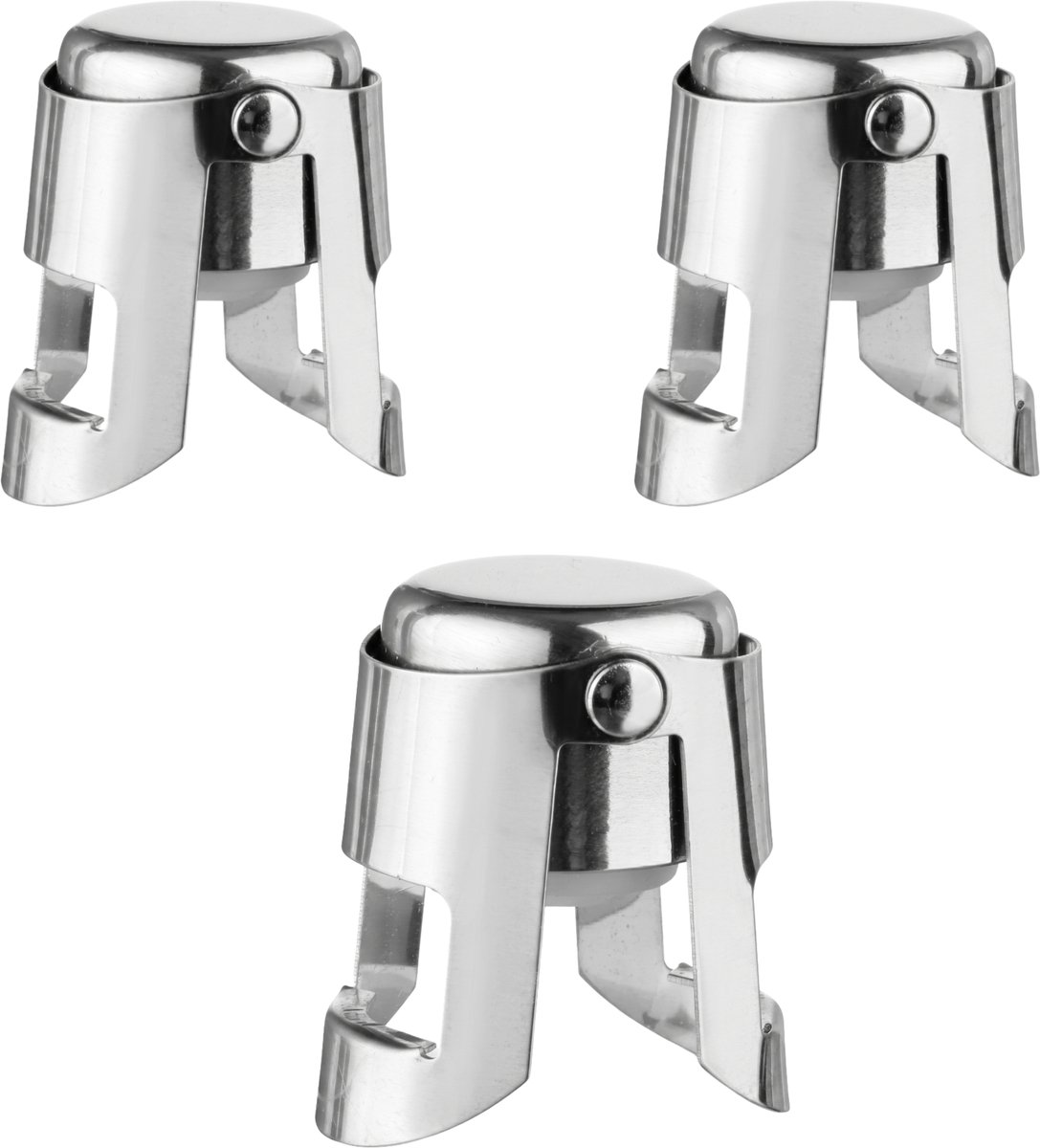 Purepeak Champagnestopper Set 3 Stuks - Wijnstopper - RVS - Flessenstop voor Champagne Flessen