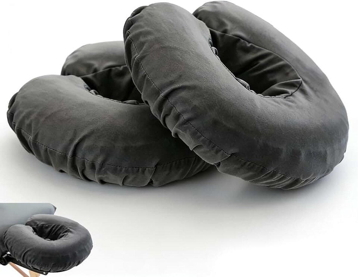 2 massagetafelhoezen van badstof: massagehoofdsteunhoes 30 x 30 cm, passende hoes voor massagetafel, gezichtssteun, behandeltafel, massagebanken (grijs)