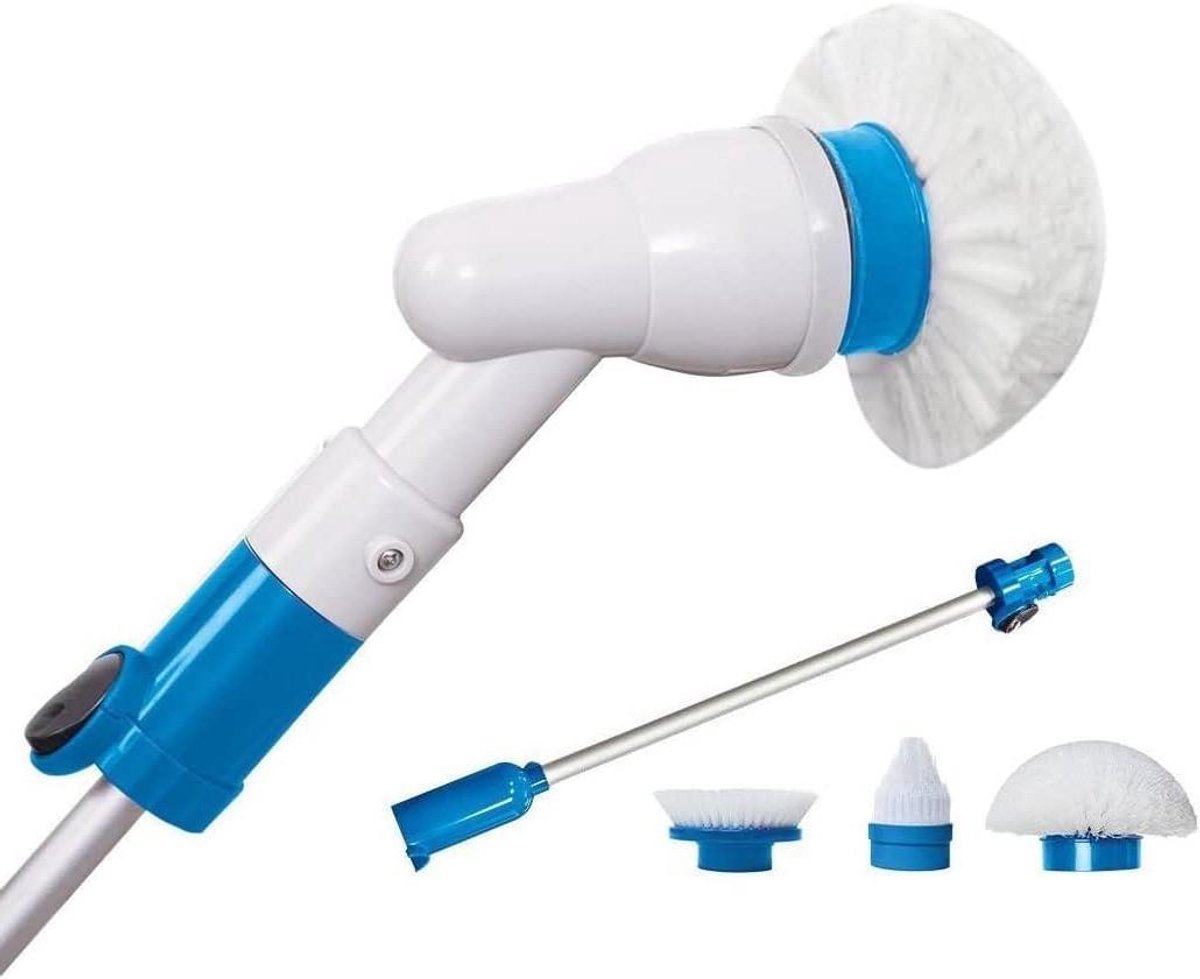 Elektrische reiniger - Draaibare borstel - Huishouden schoonmaken - 300 omwentelingen p/m - 105 cm lengte - Blauw en wit