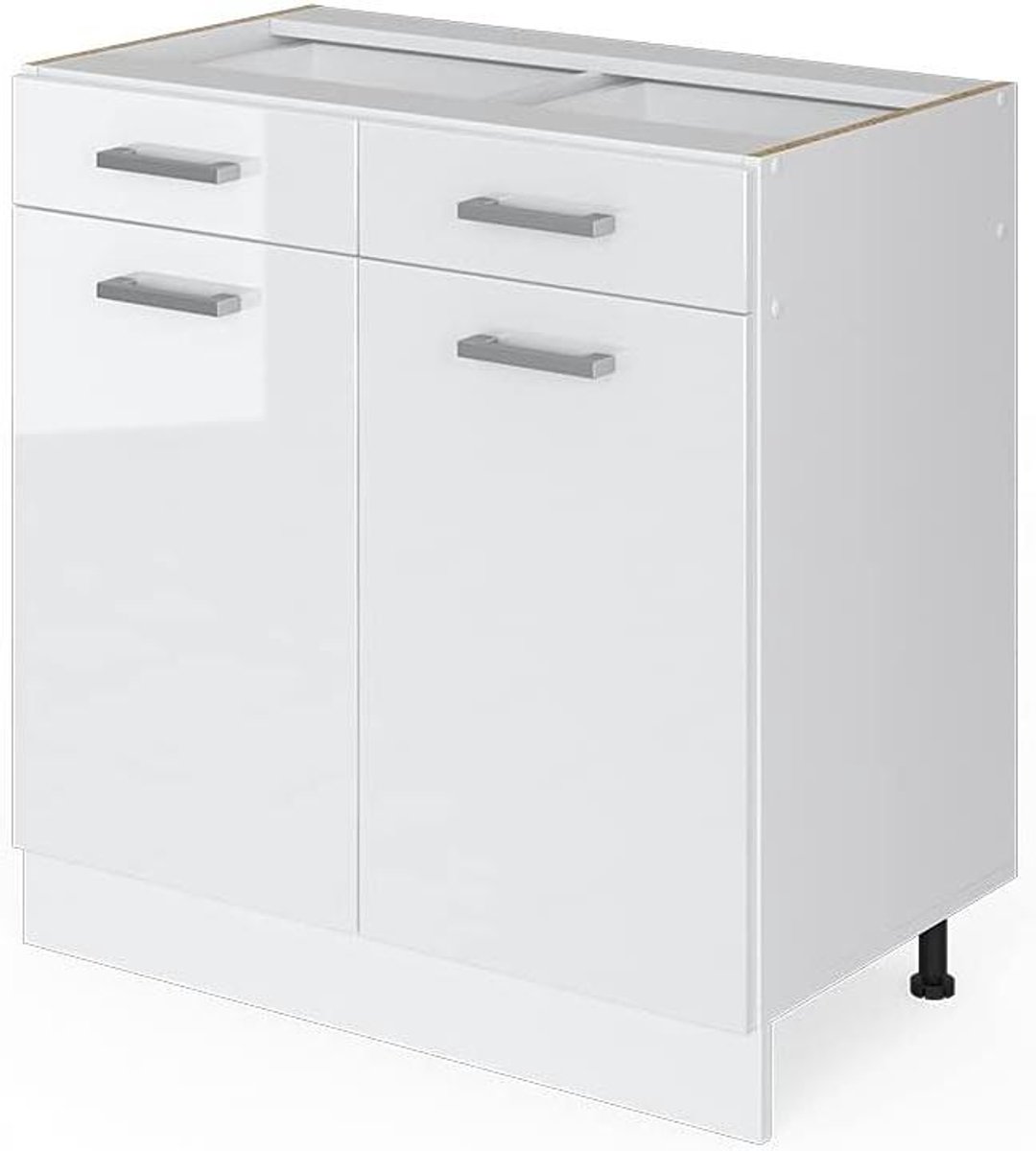 Keukenonderkast - Ladekast Keuken - Keuken Opbergen - Modulair Ontwerp - 80 cm Breed - Hoogglans Wit