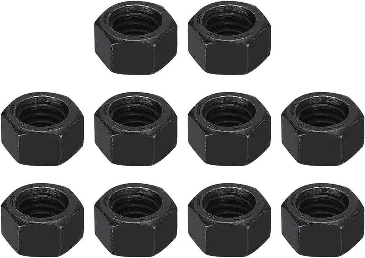10 stuks zeskantmoeren 3/8-16 zeskantmoeren koolstofstaal graad 8.8 zwart oxide zeshoekige moeren voor schroefbouten
