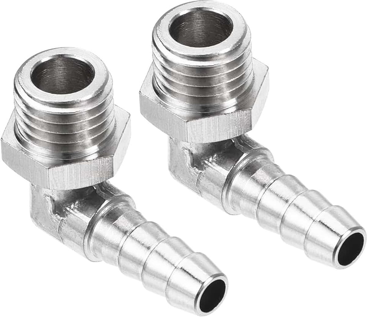 2 stuks slangverbindingen, hoek van 90 graden, vernikkeld, 6 mm, barbecueslangaansluiting met gasslang (M12 x 1,5 mannelijke schroefdraad)
