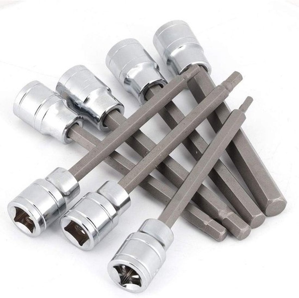 7-delige Zeskantbit-dopset voor Reparatie - 3 4 5 6 7 8 10 mm - Dopsleutelset - Keizerlijke Bitdopset - Lang Set met Imperiale Zeskantige Dopsleutels