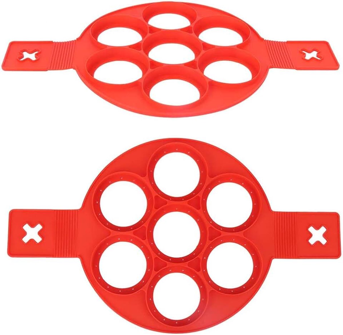 2 stks eieren pannenkoek ring non-stick pannenkoek machine schimmel siliconen friteuse 7-holes ronde diy ei cakevorm diy bakken koken accessoire