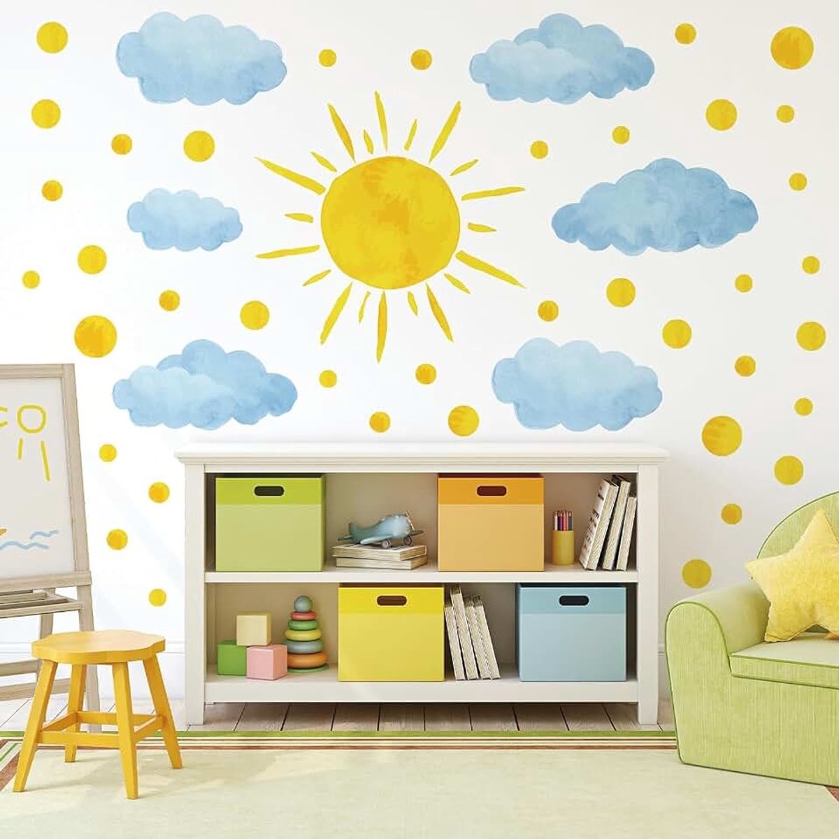 Wolk en Zon Muursticker Speelse Kinderkamer Decor voor Slaapkamer & Kwekerij Kunst Thema's