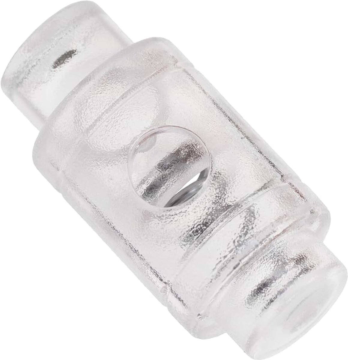 - Set van 8 veerbelaste cilindrische koordsloten met 1 gaten - aanslagklem stopkoord - 4 mm opening - kunststof - transparante witte kleur