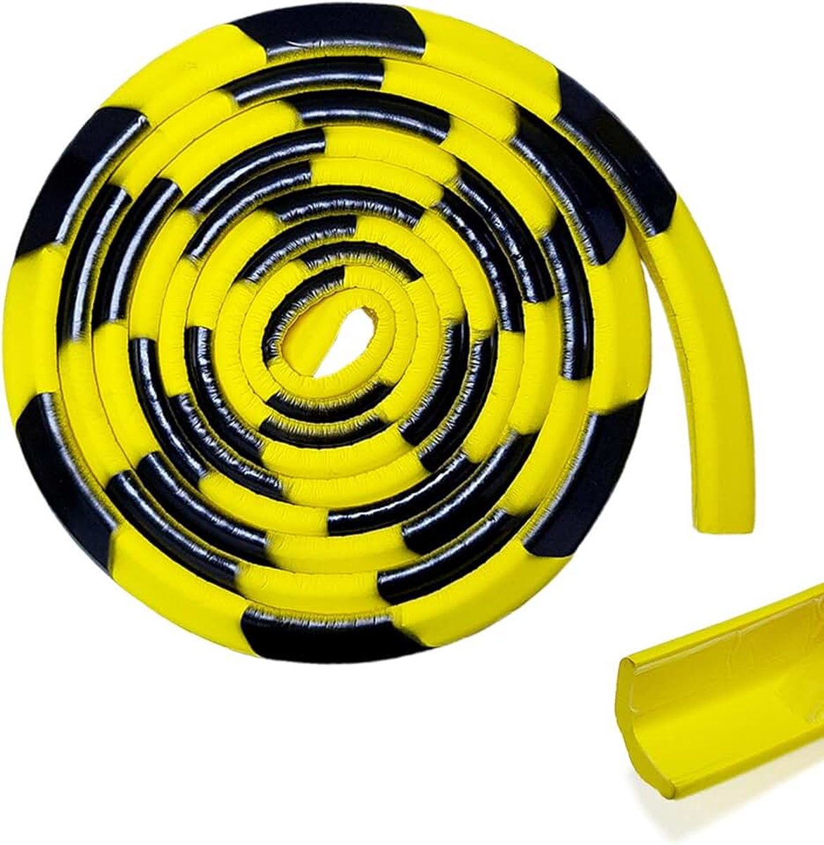 Zelfklevend, L-vorm, 5 m, geel en zwart, schuimrubberen randbescherming, NBR hoekbeschermingsprofiel, stootbescherming, rand voor tafel, bed, deuren, hoekbescherming, randbescherming