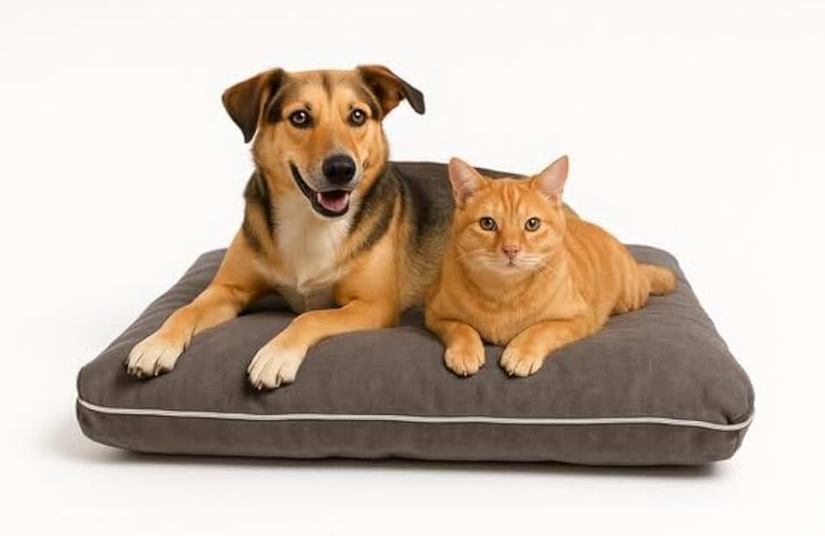 Katten- en Hondenmand 60x80 cm – Zachte Pluche Huisdierenmand met Afneembare & Wasbare Hoes, Comfortabel Hondenbed en Kattenbed voor Kleine en Middelgrote Huisdieren, Grijs