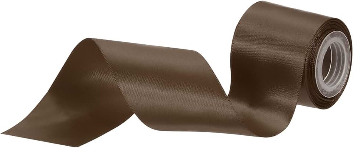 Geschenklint, satijnen lint, 4,5 m, 50 mm breed, dubbelzijdig cadeaulinten voor bruiloft, knutselwerk, lint, verjaardag en geschenkverpakking (bruin)