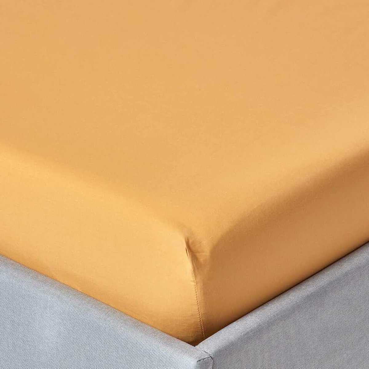 Mosterdgeel hoeslaken met extra diepe hoeken (45,7 cm) tweepersoons, 200 TC 400 draadtelling equivalent, puur Egyptisch katoenen laken met volledig elastische rok