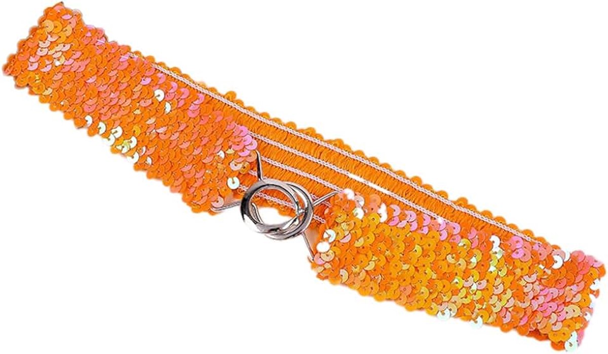 Tailleriem met pailletten voor dames, paillettenbezetting taille riem mode taille dames riem, glitter vintage glitterriem stretch mode taille dames, accessoires bruiloft tailleriem jurk