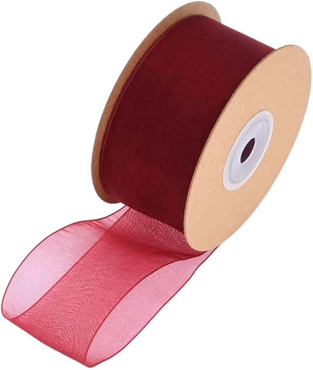 Linten transparant lint chiffonlint cadeaulint chiffon decoratielint satijnen lint voor doe-het-zelf geschenkverpakking bloemenboeket decoratie rode wijn