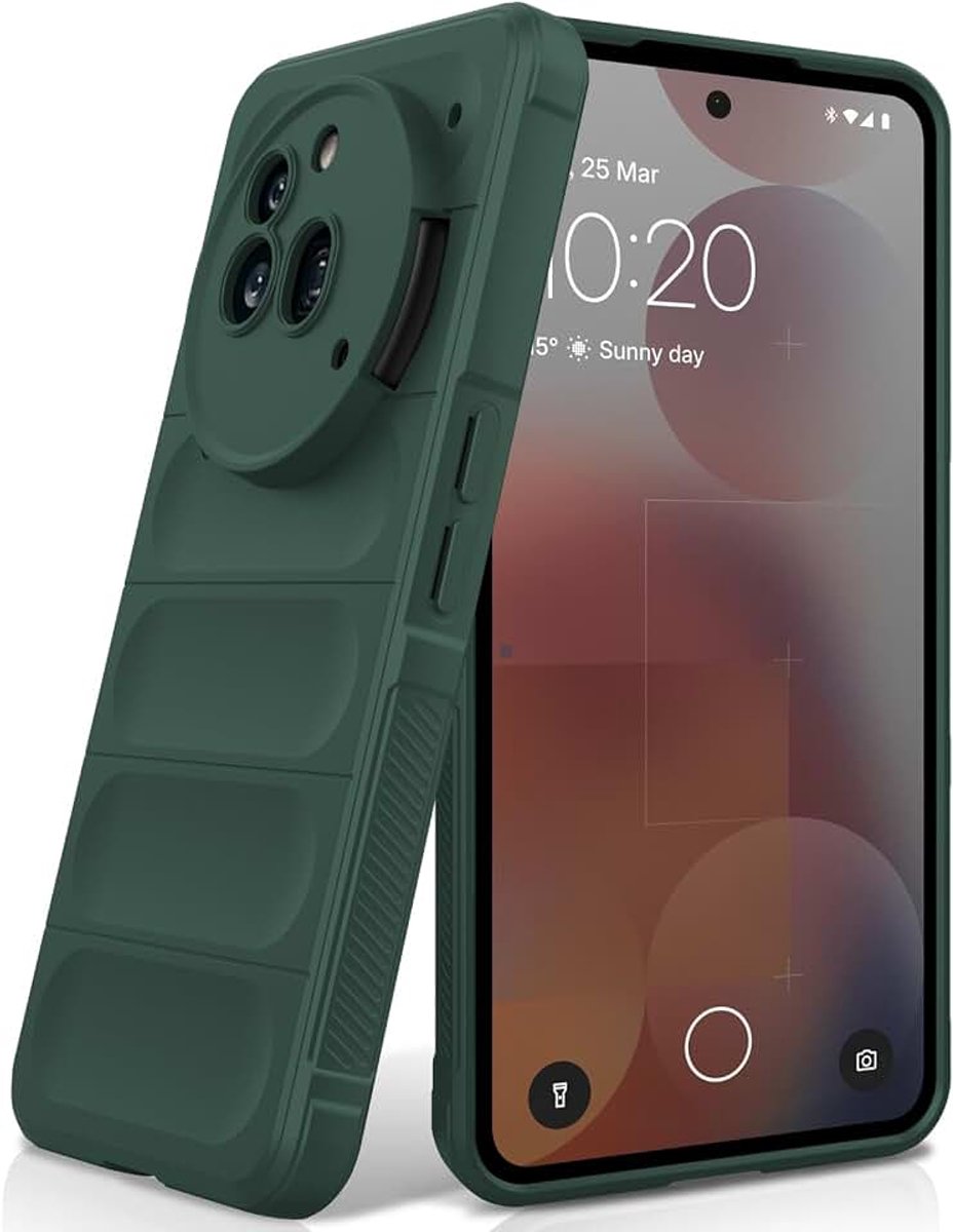Hoesje voor Nothing Phone 3a Pro, Anti-val Airbag Ontwerp Siliconen Case, Schokbestendige Beschermhoes met Microvezel Voering, Groen