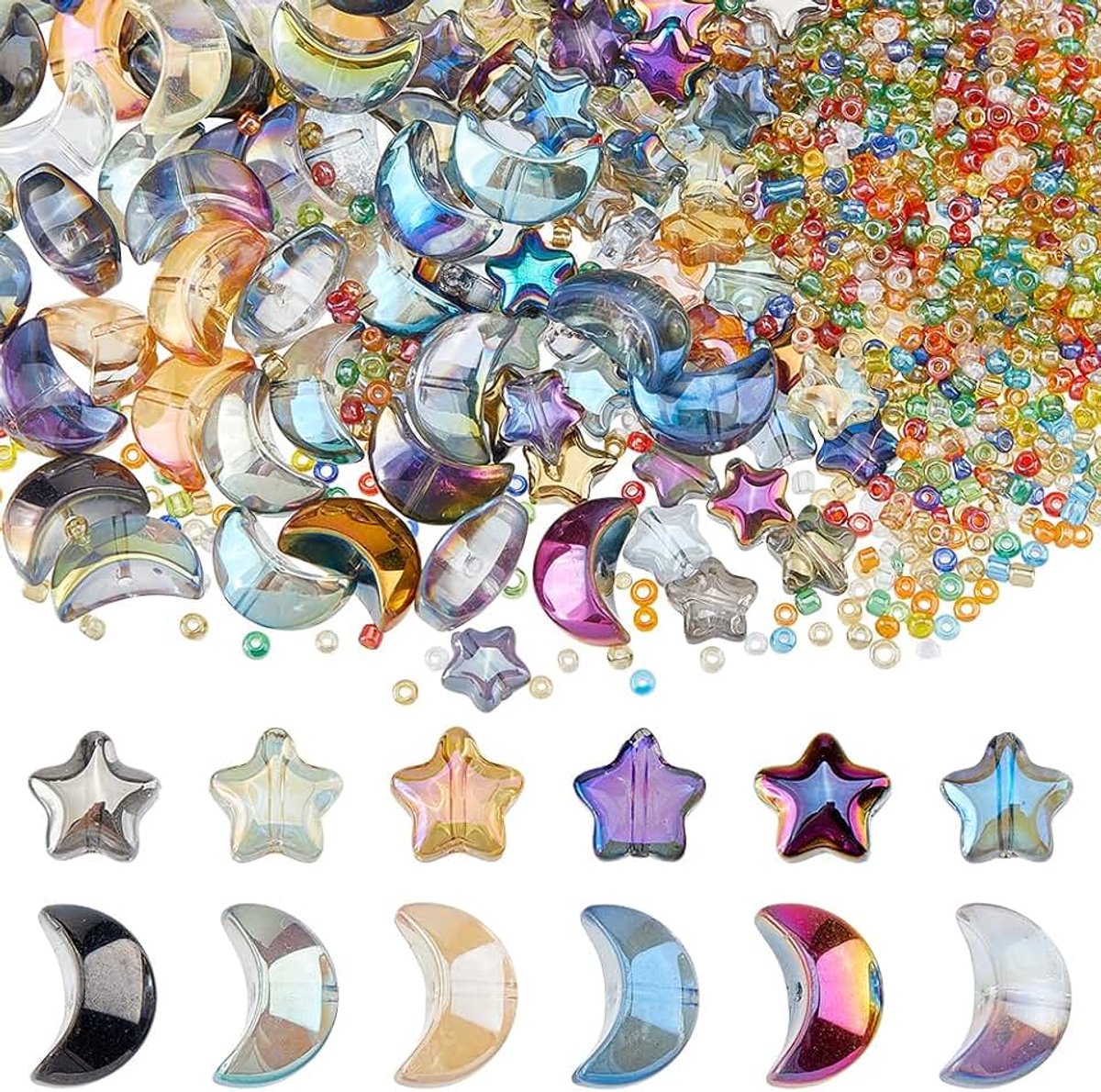Kralen assortiment gemengde stijlen transparante fonkelende sterren maan tonvormige kralen voor het maken van sieraden armbanden, hangers, doe-het-zelf