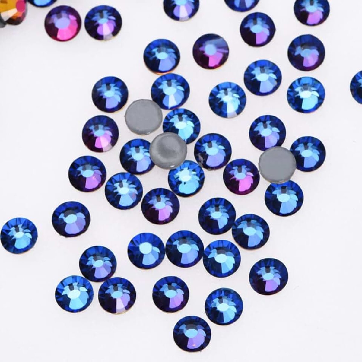 Strassteentjes, kristallen platte achterkant, strassteentjes, glas, glitterstenen, nagelkunst, edelstenen, ronde diamant, hotfix kristal, ronde edelstenen, 2,7 - 2,9 mm, blauwe roos
