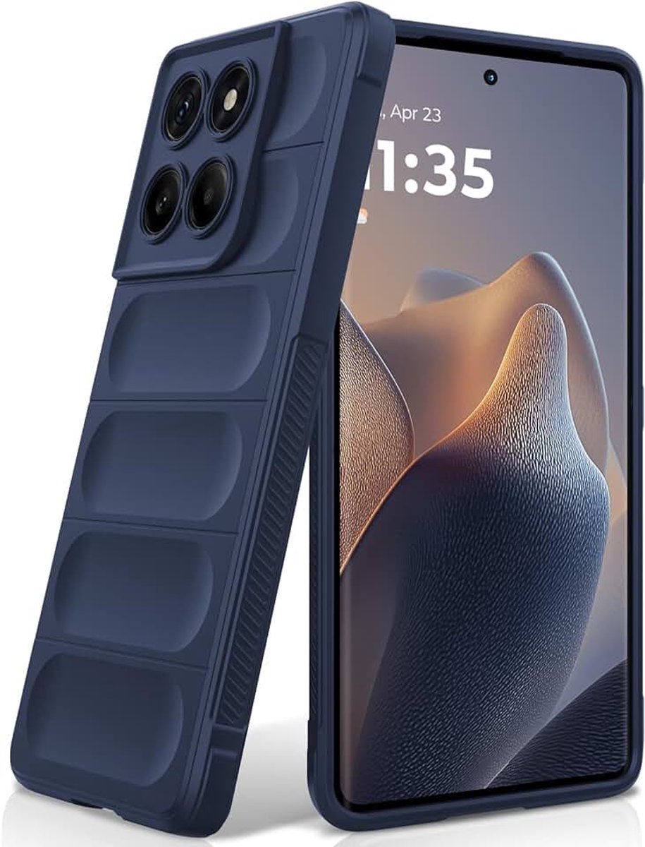 Hoesje voor Motorola Moto Edge 60 Fusion, Anti-val Airbag Ontwerp Siliconen Case, Schokbestendige Beschermhoes met Microvezel Voering, Blauw
