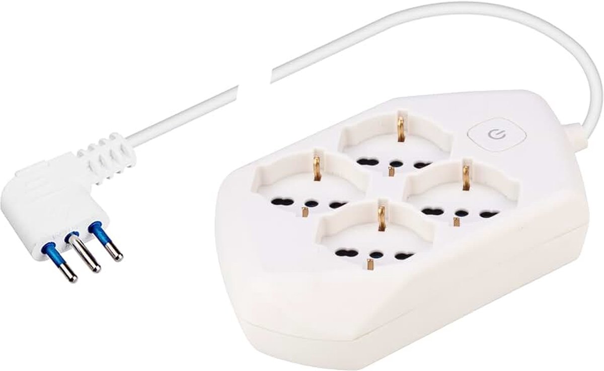 - PP2504XL vierkant meervoudig stopcontact met 4 stopcontacten P40 pluristandaard - meervoudige stekkerdoos met ruimtebesparende stekker groot 16 A - meervoudige stekkerdoos kabel 1,5 m en