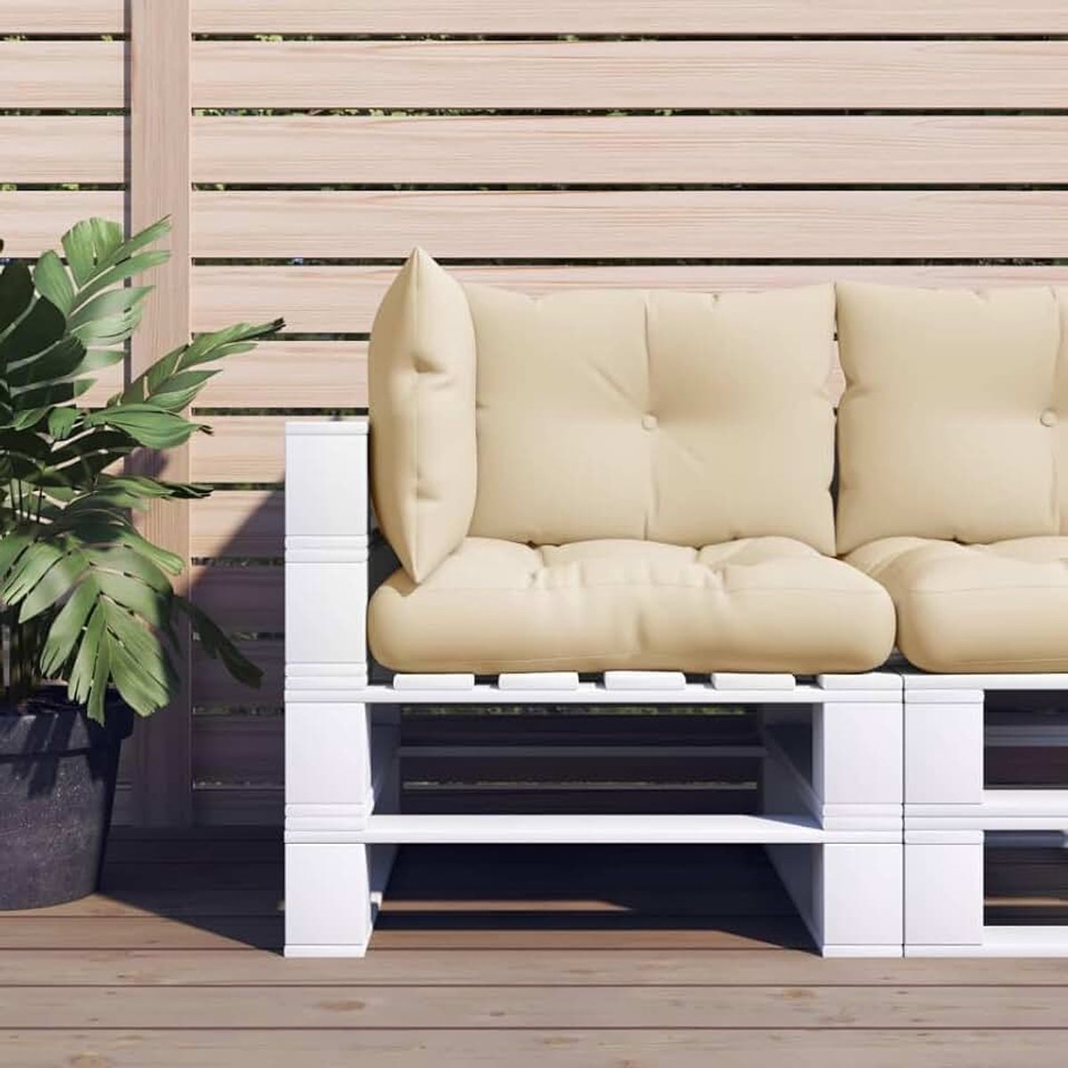 Palletkussen 3-dlg. palletkussen zitkussen pallet sofa palletkussen palletkussen palletmeubelen tuinmeubelen beige stof
