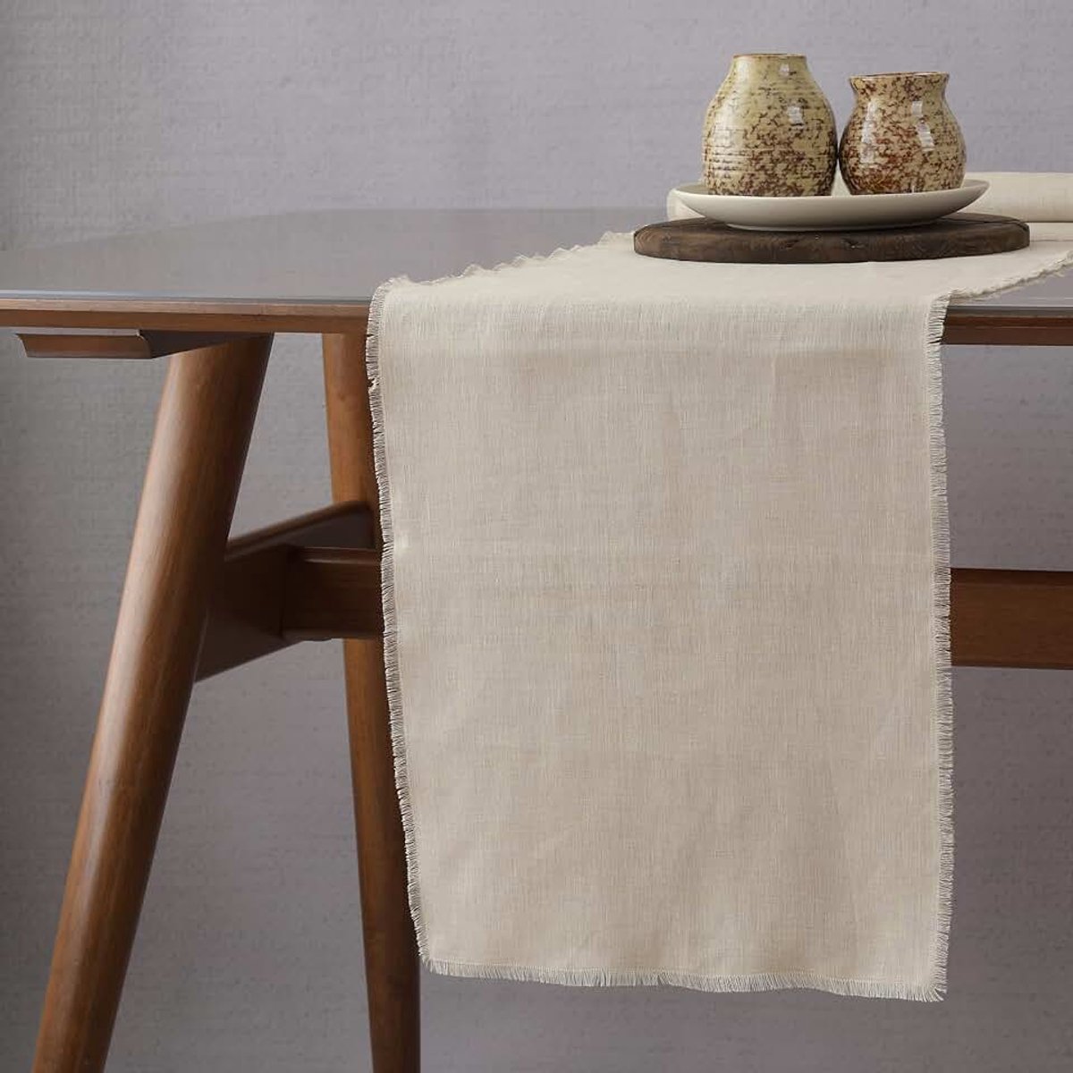 Tafelloper met franjes, 100% puur linnen tafelloper voor bruiloft, feest, Pasen, Thanksgiving, lente, Pasen, zomer, bruiloft, machinewasbaar, handgemaakt