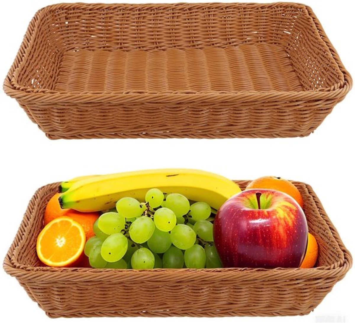 Broodmand - Set van 2 - Stijlvolle presentatie - Bruin - Voor brood en groenten - Ideaal voor thuis en restaurant - 40x30x8cm