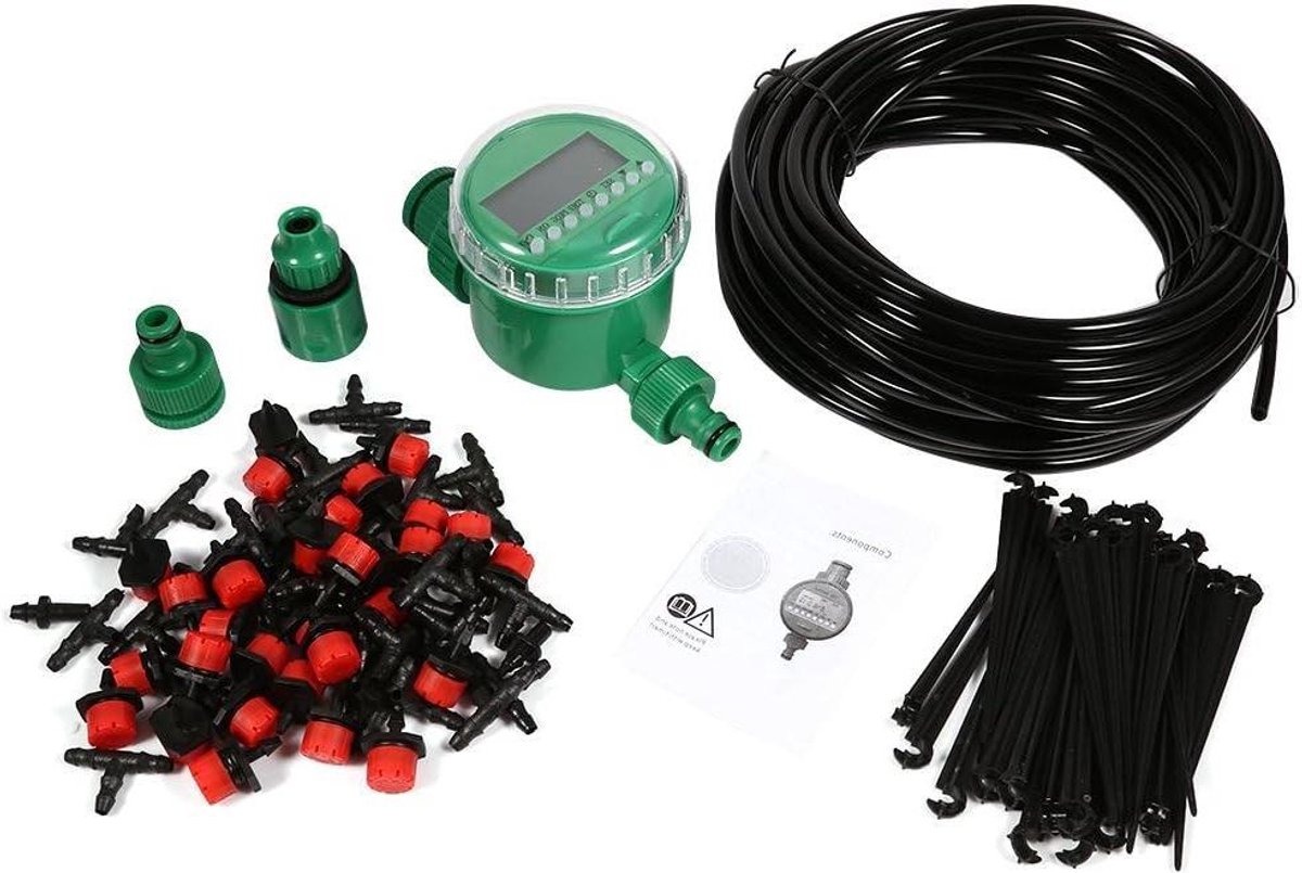 Druppelslang Kit - Automatische Irrigatie - Planten Water Geven - Water Besparend Systeem - 20 Meter Slang - Zwart
