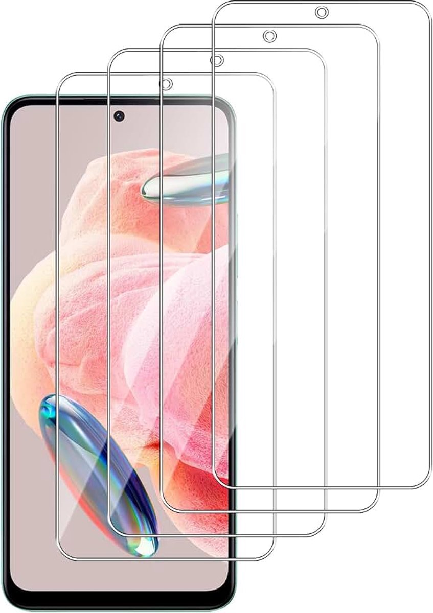 4 stuks gehard glas voor Xiaomi Redmi Note 12 5G / Poco X5 5G, eenvoudige installatie, 9H hardheid zonder luchtbellen, HD, transparant, displaybeschermfolie voor Xiaomi Redmi Note 12 5G / Poco