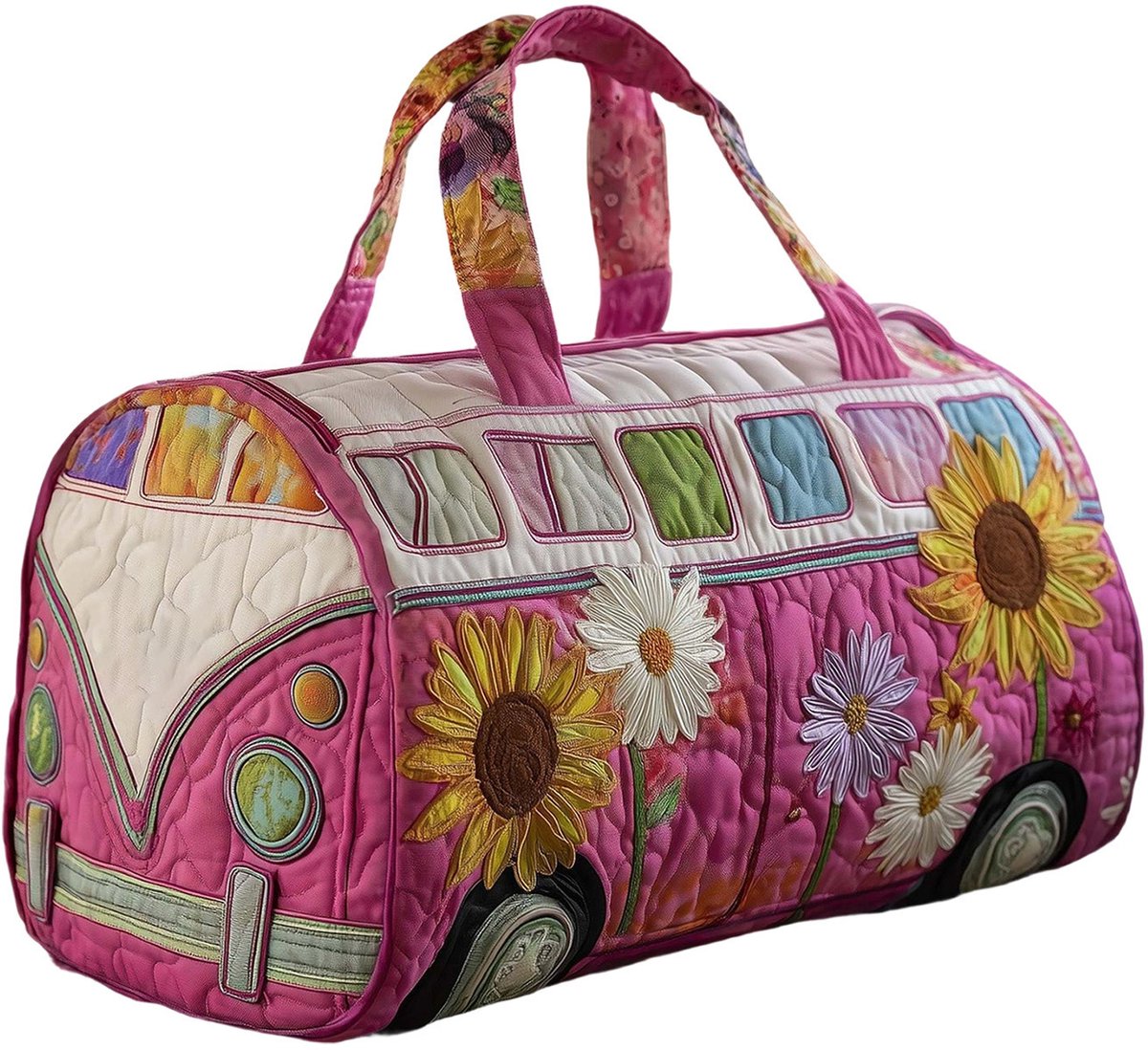 Textielen tas, retro bloemenprint in 3D-stijl, boho-stijl voor reizen en sport, meerkleurig, groot (18 x 9 x 9 inch)，28 modellen