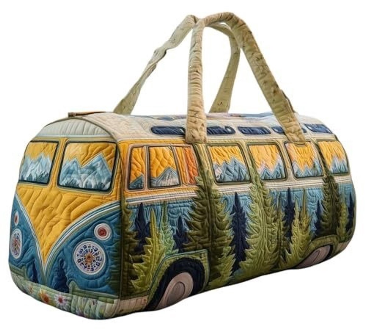 Textielen tas, retro bloemenprint in 3D-stijl, boho-stijl voor reizen en sport, meerkleurig, groot (18 x 9 x 9 inch)，136 modellen
