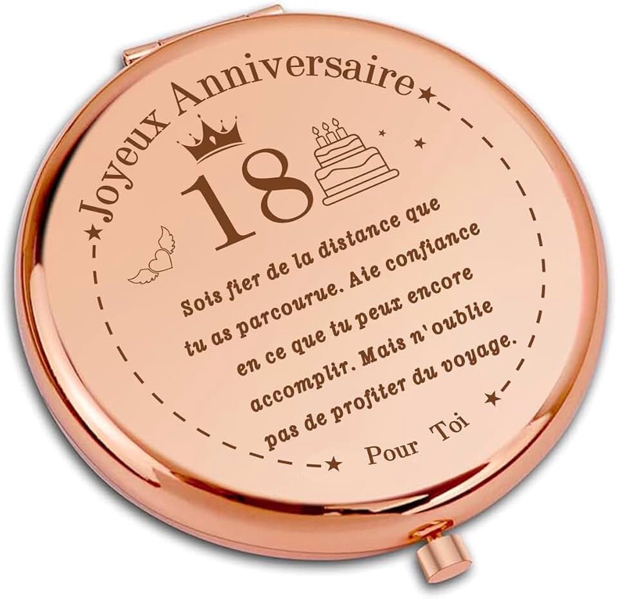 Cadeau 18 Ans - Miroir de Poche Élégant, Anniversaire 18 Ans, Parfait pour Sœurs, Amis et Filles
