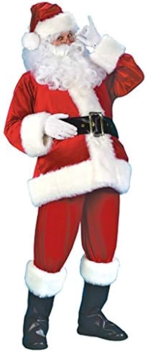 Party Een set van 9 volwassen luxe Kerstman kostuums, Kerstman tops, broek, hoeden, enkellaarzen, riemen, baarden, handschoenen