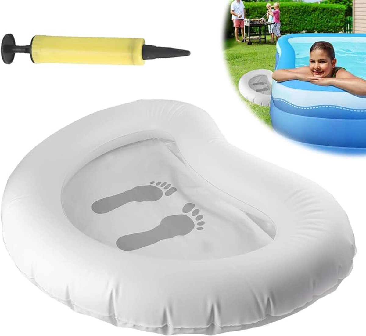 Opblaasbaar voetbad, 93 x 73 cm, opblaasbaar met praktisch luchtventiel, whirlpool, opblaasbaar voetbad voor zwembadingang ladder voor zwembad, whirlpool, spa, schone voeten