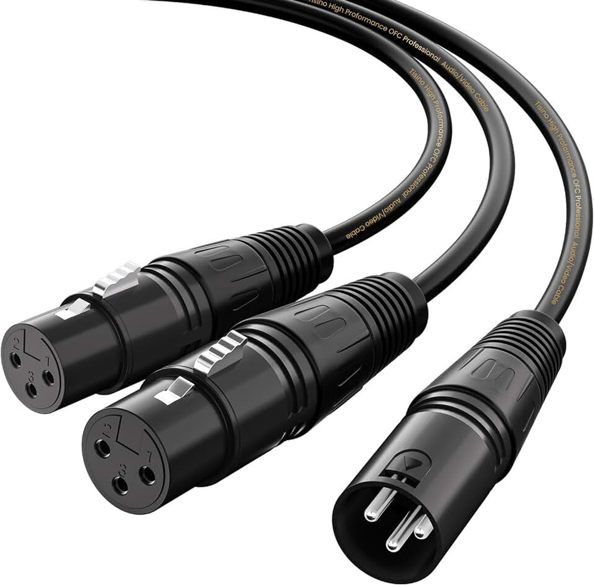 Kabel divisor en Y, doble hembra XLR en macho XLR Mic Combiner Y Cord Balanced Microfoon Adapter Patch Kabel (2 hembra a 1 macho),3m
