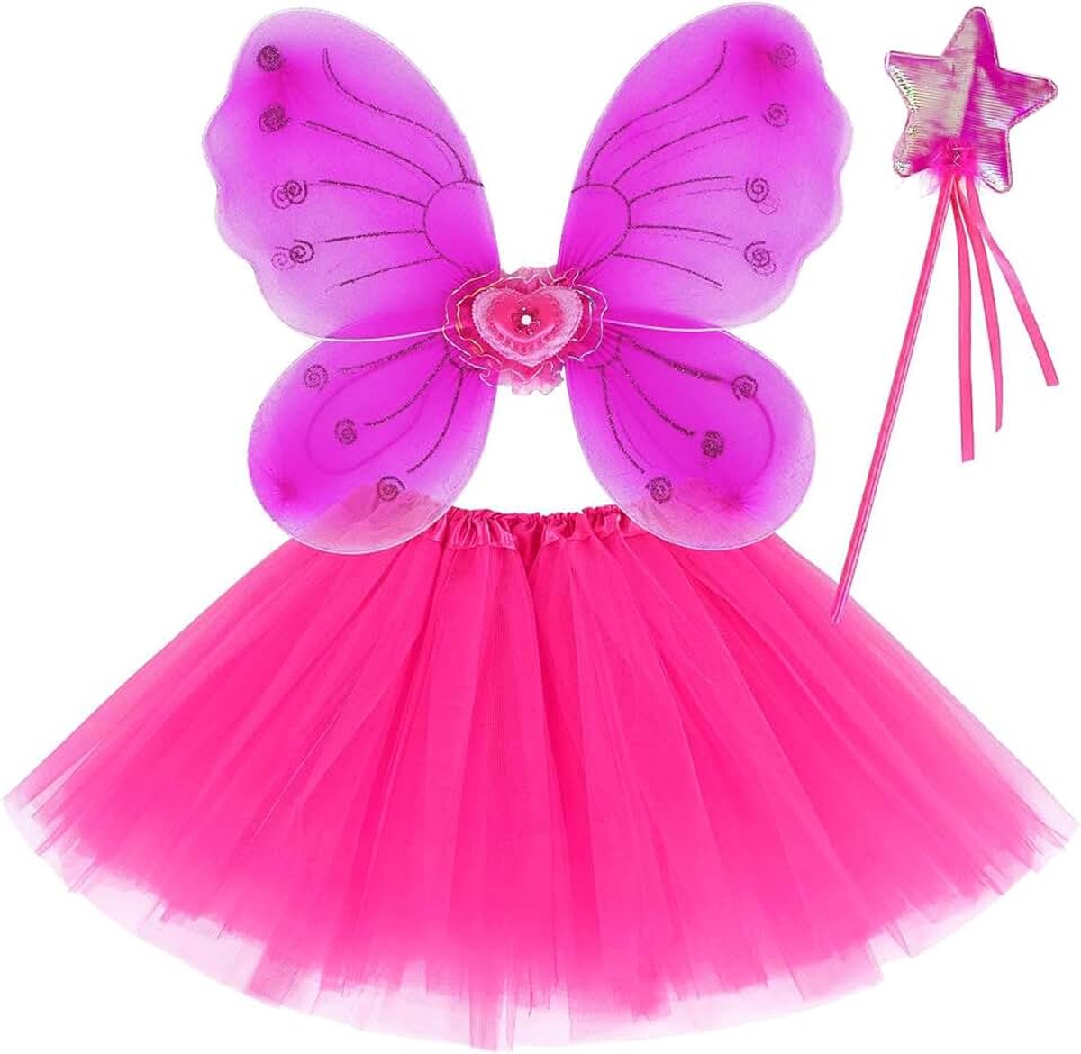 Feeënkostuum voor kinderen, tutu vleugels, vlindervleugelset, fee, prinses, vleugels, kostuum voor meisjes, feestkostuum