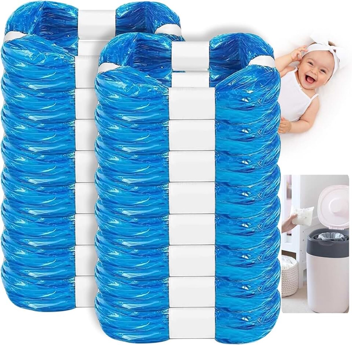 16 stuks navulcassettes voor luieremmer, folieemmers compatibel met Tommee Tippee, Angelcare, achthoekige emmer, LitterLocker