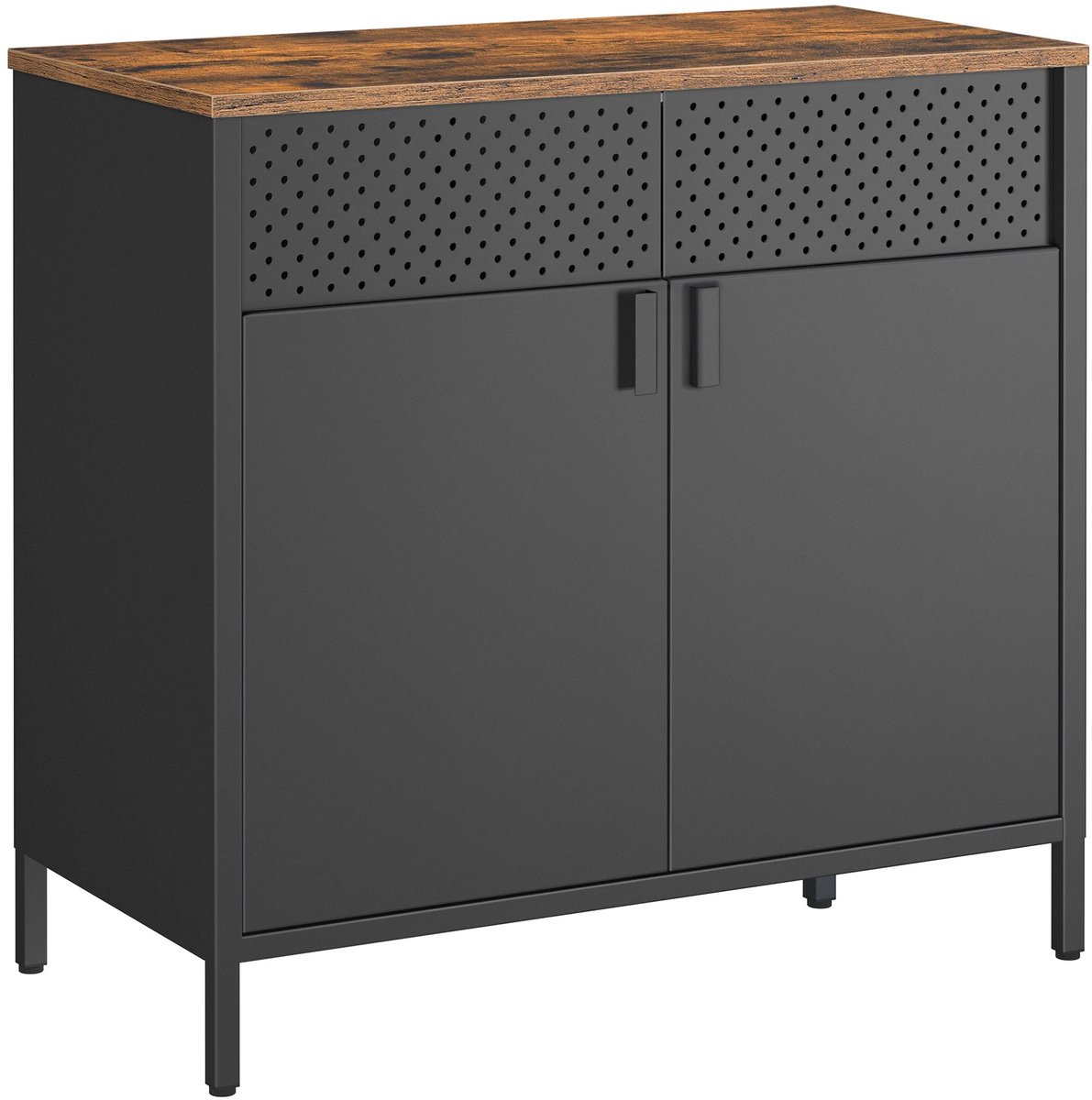 Archi Dressoir Industrieel – Opbergkast - Met 2 Deuren en Verstelbare Plank – Keukenkast – Metaal & Houtlook – 80 x 40 x 76 cm