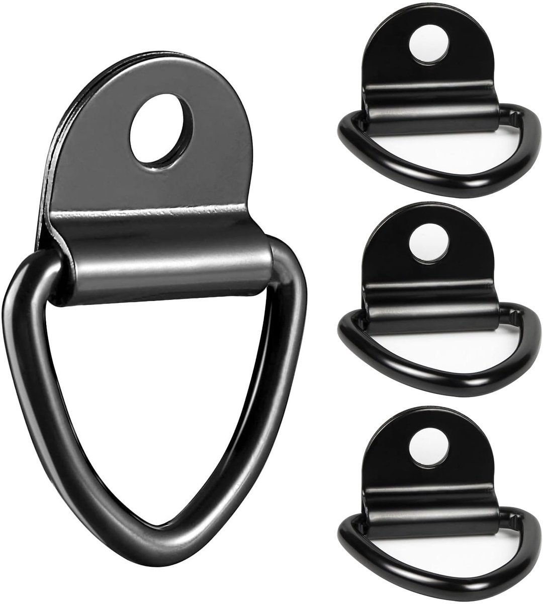 V-ring Opbouwring, 4 Stuks Zware Belasting Aanhanger Metalen Sjorring Zwarte Bevestigingsogen voor Autoaanhangers Vrachtwagens Kajak - Belasting 450 kg
