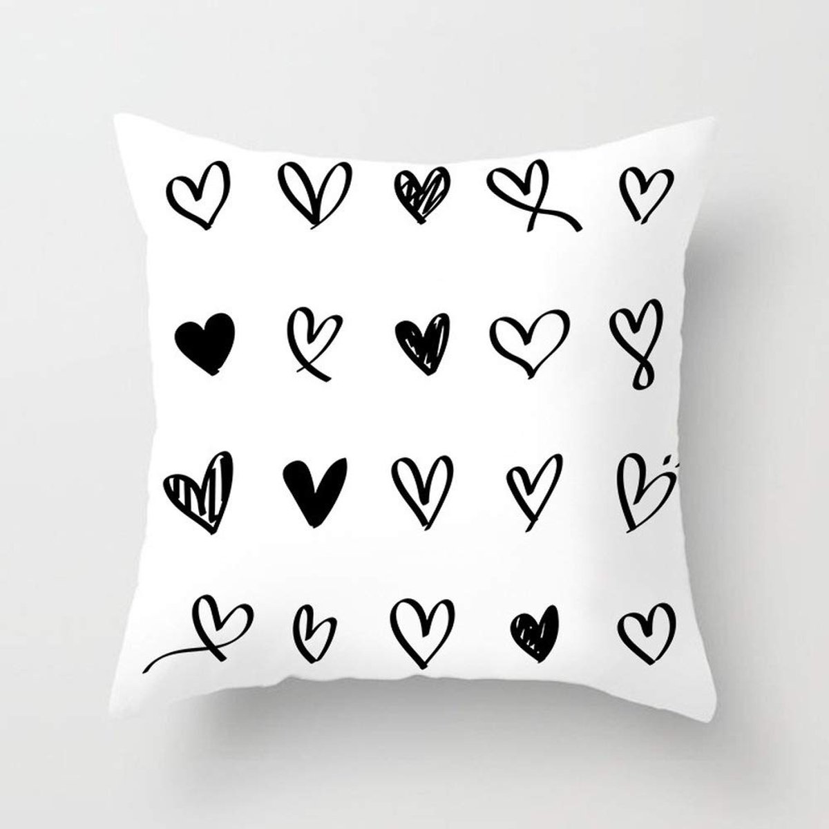 Kussenhoes Zwart En Wit Polyester Sierkussen Case Gestreepte Gestippelde Raster Driehoekige Geometrische Art Kussenhoes (45cm*45cm/18in*18in * 2 pcs,Colour 4)