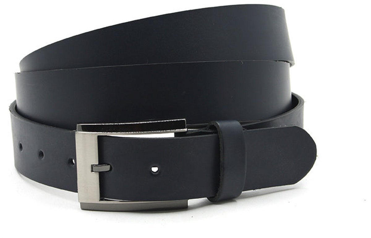 Heren riem XL blauw - 3.5 cm breed - Leer - Extra lange riem - Verstelbaar - Maat 125